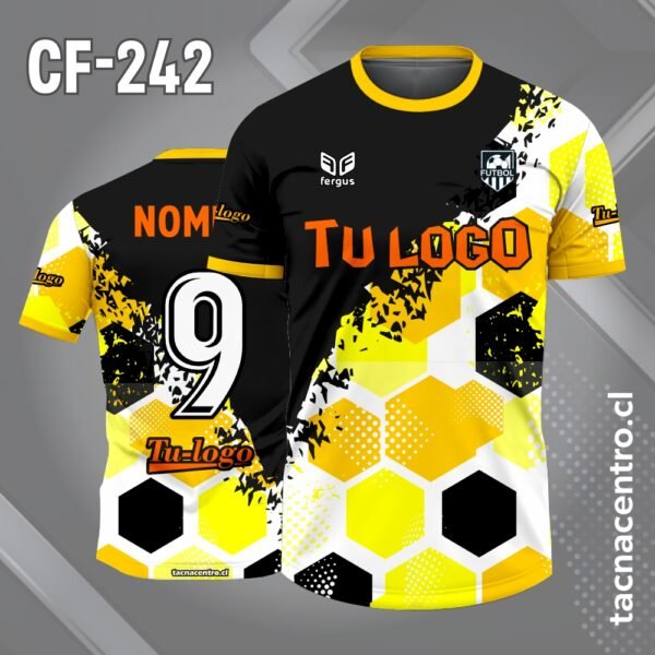 Camiseta de Fútbol Tricolor Negro Lila y Blanco Diseño Geométrico 3 Camiseta de Fútbol Tricolor Negro amarillo y Blanco Diseño Geométrico