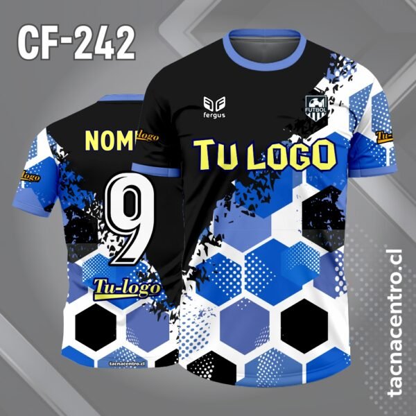 Camiseta de Fútbol Tricolor Negro Lila y Blanco Diseño Geométrico 2 Camiseta de Fútbol Tricolor Negro azul y Blanco Diseño Geométrico