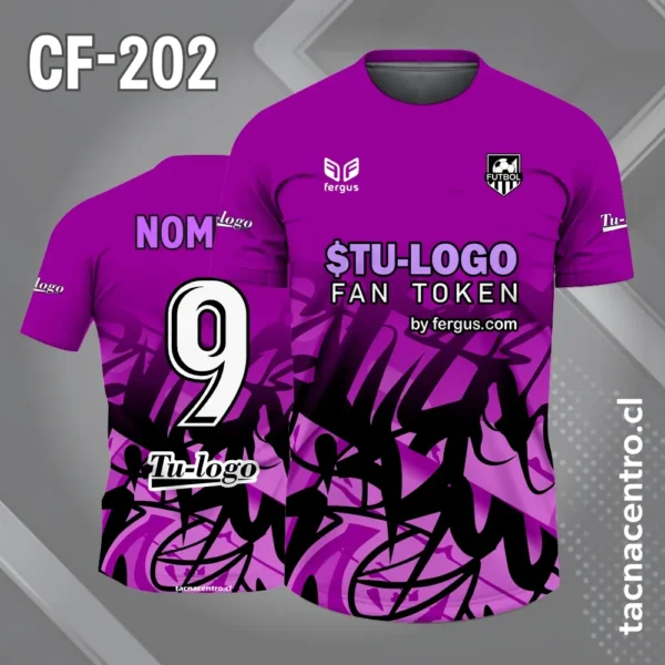 Camiseta de Fútbol Negra con Patrones Rojos abajo 3 Camiseta de Fútbol morados con Patrones lilas abajo
