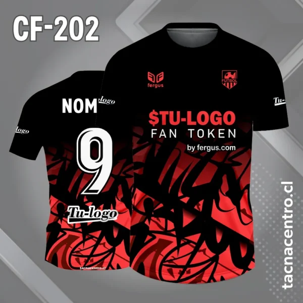 Camiseta de Fútbol Negra con Patrones Rojos abajo 1 Camiseta de Fútbol Negra con Patrones Rojos abajo