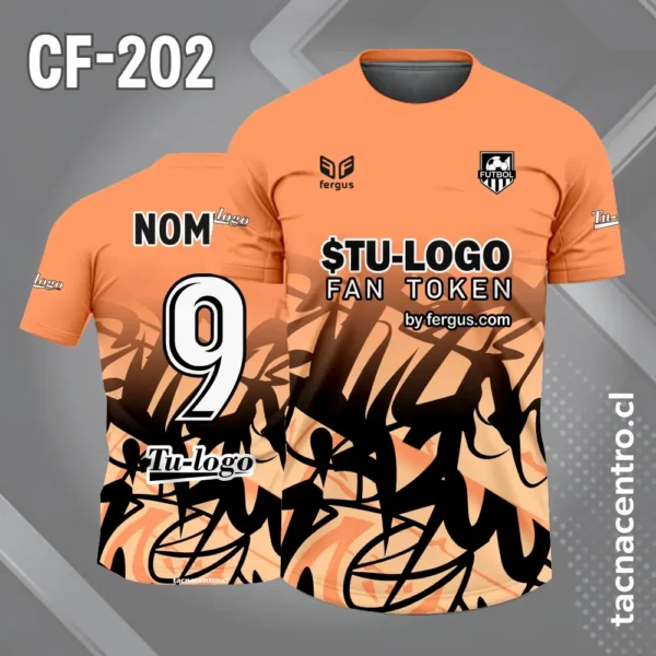 Camiseta de Fútbol Negra con Patrones Rojos abajo 5 Camiseta de Fútbol salmon con Patrones negros abajo