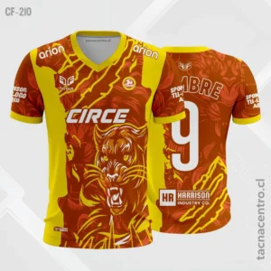 camiseta de futbol amarillo con naranja pantera