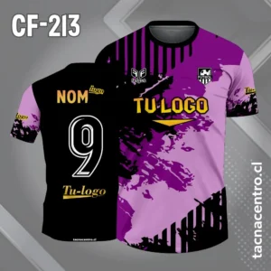 Camiseta de Futbol Morado Negro y Manchas Lila