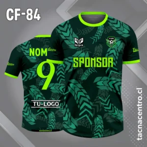 Camiseta de futbol negro con flechas curvas verdes