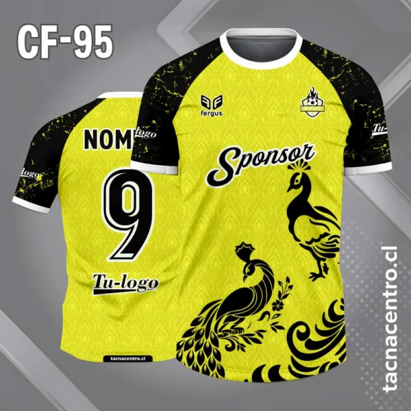 Camiseta de futbol pavo real amarillo negro 1 Camiseta de futbol pavo real amarillo negro