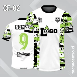 Camiseta de futbol blanco con laterales de colores abstractos verde