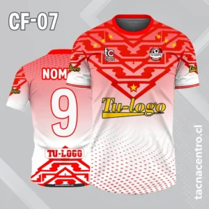 Camiseta de futbol blanca con triangulos rojo