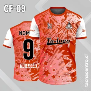 Camiseta de futbol roja con patrones blancos