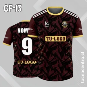 Camiseta de futbol negro con patrones cafes