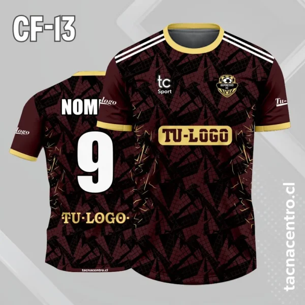 Camiseta de futbol rojo con patrones rosados 4 Camiseta de futbol negro con patrones cafes