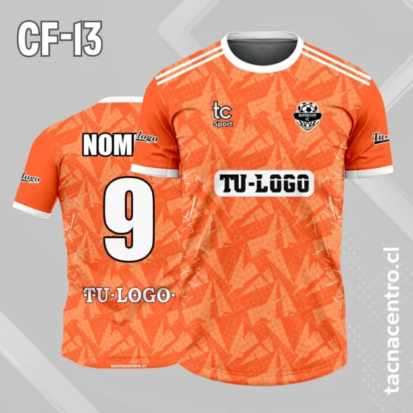 Camiseta de futbol rojo con patrones rosados 2 Camiseta de futbol naranja con patrones naranja claro