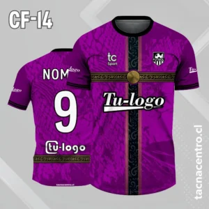 Camiseta de futbol morado con cruz negra