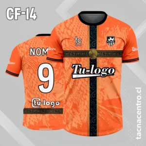 Camiseta de futbol naranja con cruz negra