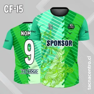 Camiseta de futbol color verde con barco en lineas