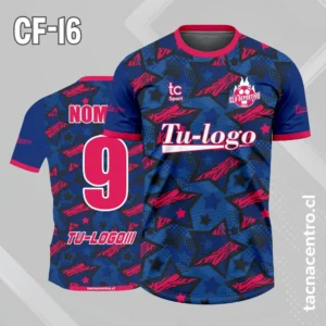 Camisetas de Fútbol Rosadas 2 Camiseta de futbol azul oscuro con patron de estrellas rosadas y negras