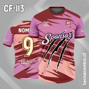 Camiseta de futbol con garras guinda rosado