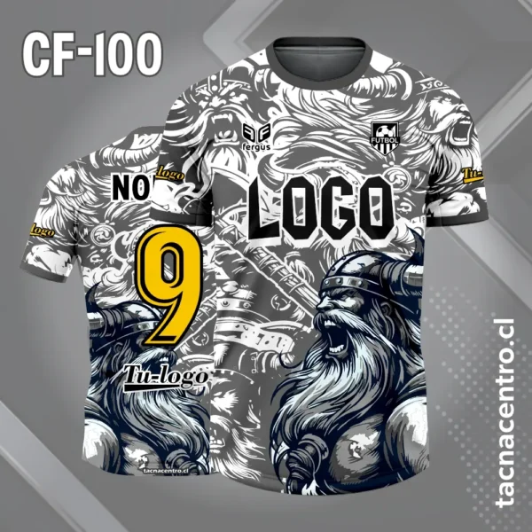 Camiseta de futbol vikingo color celeste 2 Camiseta de futbol vikingo color gris