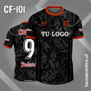 Camiseta de futbol fenix negro y rojo