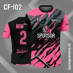 Camiseta de futbol negro rosado leon