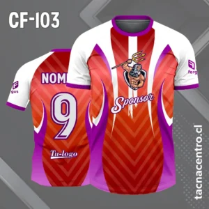 Camiseta de futbol poseidon rojo a morado y blanco