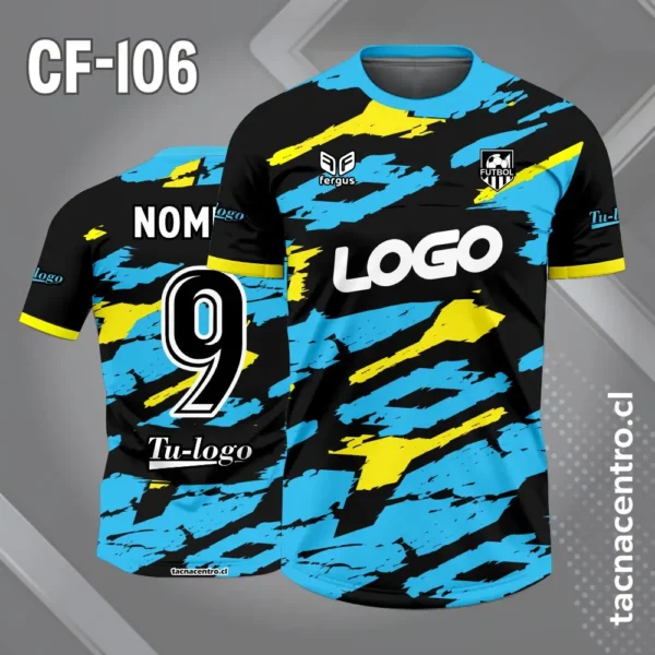 Camiseta de futbol negro amarillo y gris 2 Camiseta de futbol negro amarillo y celeste