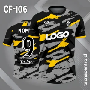 Camisetas de Futbol Plomas Personalizadas 6 Camiseta de futbol negro amarillo y gris