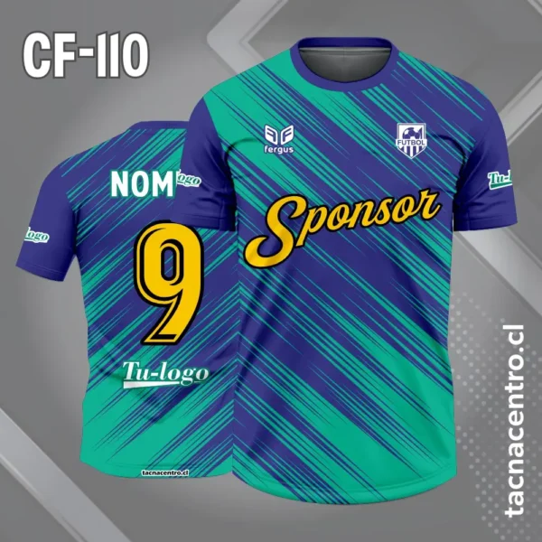 Camiseta de futbol verde con azul rayas 1 Camiseta de futbol verde con azul rayas