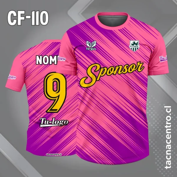 Camiseta de futbol verde con azul rayas 4 Camiseta de futbol rosado lila rayas