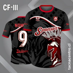 Camiseta de futbol espartano negro con rojo