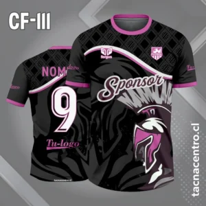 Camiseta de futbol espartano negro con morado