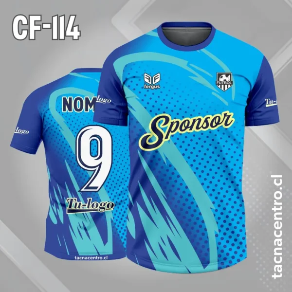 Camiseta de futbol celeste con mangas azules 1 Camiseta de futbol celeste con mangas azules