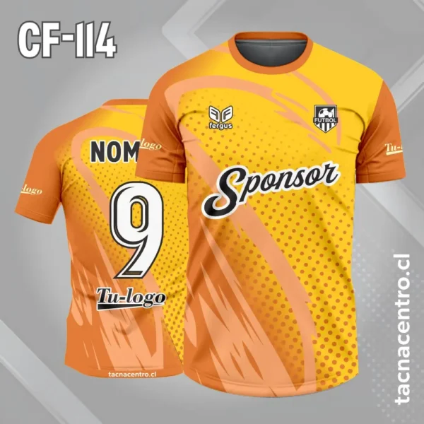 Camiseta de futbol celeste con mangas azules 2 Camiseta de futbol amarillo con mangas naranjas