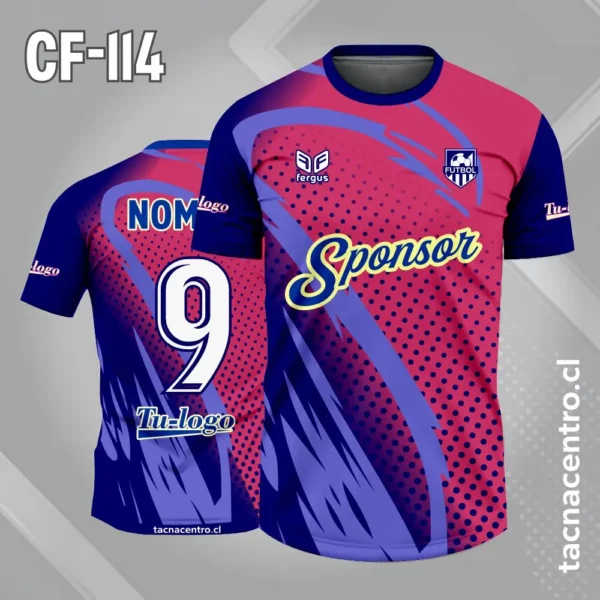 Camiseta de futbol celeste con mangas azules 4 Camiseta de futbol rosado con mangas azules