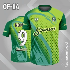 Camiseta de futbol verde con mangas verde oscuro