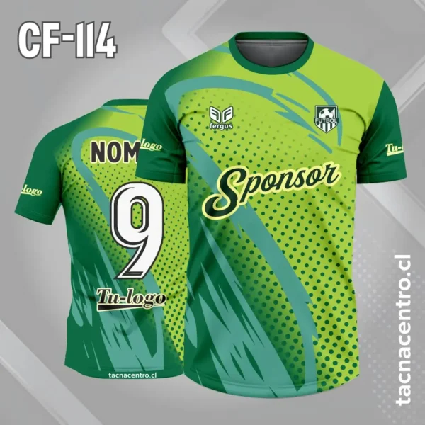 Camiseta de futbol celeste con mangas azules 5 Camiseta de futbol verde con mangas verde oscuro