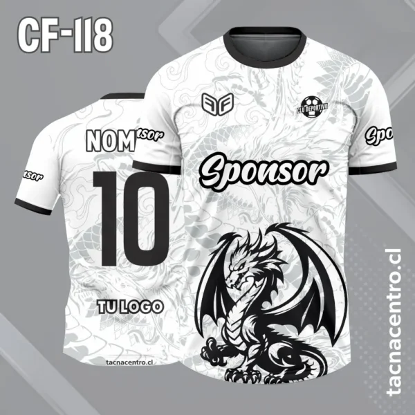 Camiseta de Futbol Dragon Negro y Dorado 2 Camiseta de futbol dragon dorado con fondo blanco