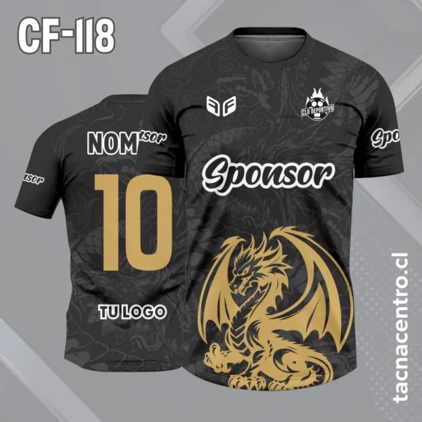 Camiseta de Futbol Dragon Negro y Dorado 1 Camiseta de Futbol Dragon Negro y Dorado