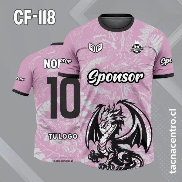 Camiseta de Futbol Dragon Negro y Dorado 5 Camiseta de futbol dragon dorado con fondo rosado