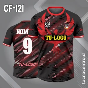 Camiseta de futbol ave rojo con fondo negro