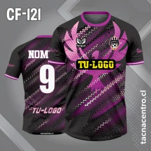 Camiseta de futbol ave rosado con fondo negro