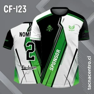 Camiseta de futbol blanco negro con verde