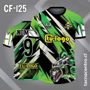 Camiseta de futbol lobo verde con fondo negro
