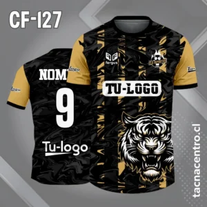 Camiseta de futbol tigre color veige y negro