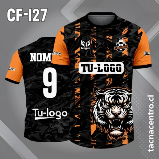 Camiseta de Futbol Tigre Negro y Naranja