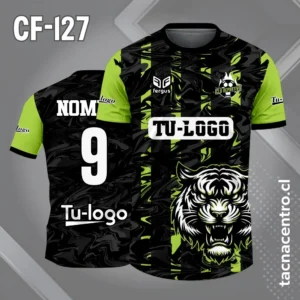 Camiseta de futbol tigre color verde y negro