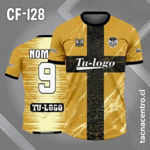 Camiseta de futbol amarillo con cruz negra