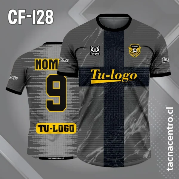 Camiseta de futbol gris con cruz negra 1 Camiseta de futbol gris con cruz negra