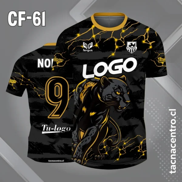 Camiseta de Futbol Pantera Negra 2 Camiseta de futbol pantera con fondo negro y rajaduras doradas