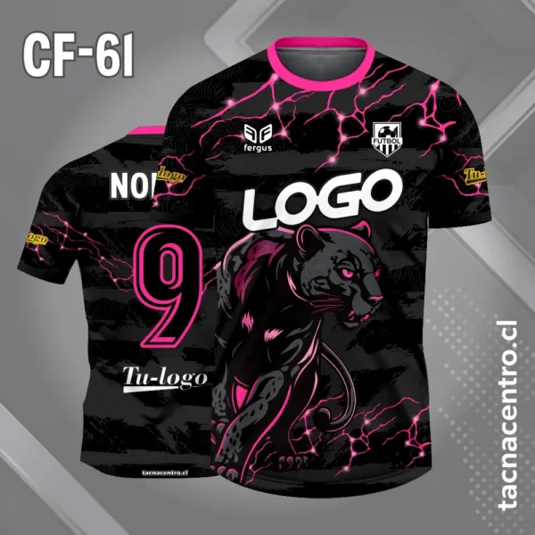 Camiseta de Futbol Pantera Negra 3 Camiseta de futbol pantera con fondo negro y rajaduras rosados