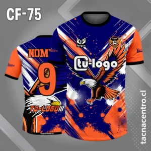 Camisetas de Futbol Naranjas Personalizadas 2 Camiseta de futbol aguila calva color azul y anaranjado